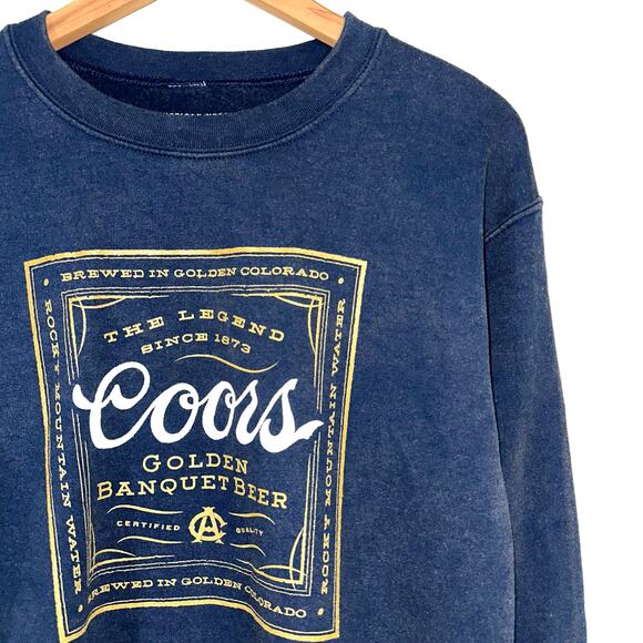 NWT Urban Outfitters Coors Banquet Crew Neck Navy Blue Sweatshirt Size Small - Picture 3 of 11